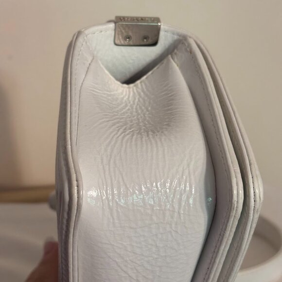 CHANEL Lambskin Quilted White Mini Boy Flap Silver Hardware with Dust Bag - Picture 9 of 16